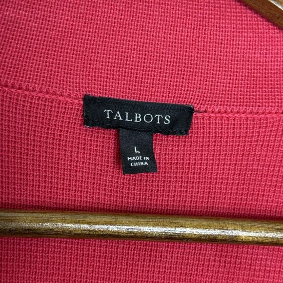 Talbots Sweater Womens Large Pink Open Front Cardigan Lightweight Pockets Casual - Picture 4 of 8
